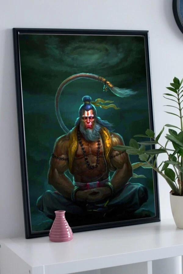 Lord Hanuman Poster for Room, Home, Decor, Office, Living Room, Kids Room, Hall | God Poster Self Adhesive | Religious Poster for Home Decor | Multicolor -Asthica